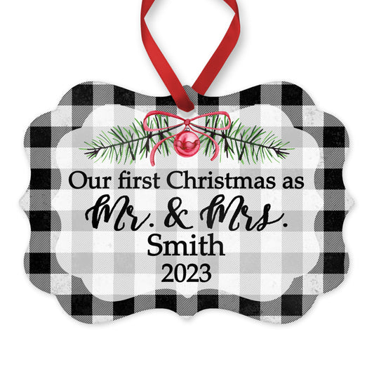 Personalized Our first Christmas as Mr and Mrs Ornament 2023