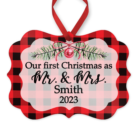 Personalized Our first Christmas as Mr & Mrs Ornament 2023