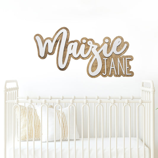 Maizie Jane Custom Nursery Name Outline Sign