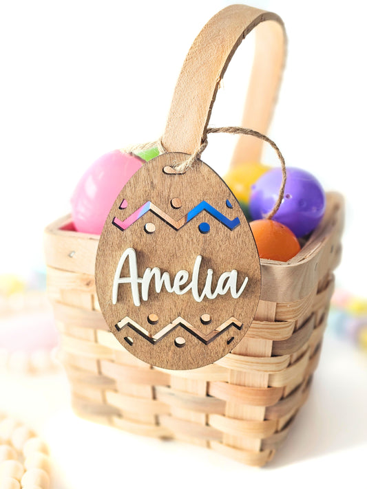 Personalized Easter Basket Name Tags, Birch Wood Bunny Shapes