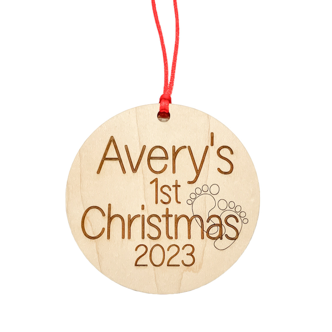 Wooden Personalized Baby's First Christmas Ornament 2023
