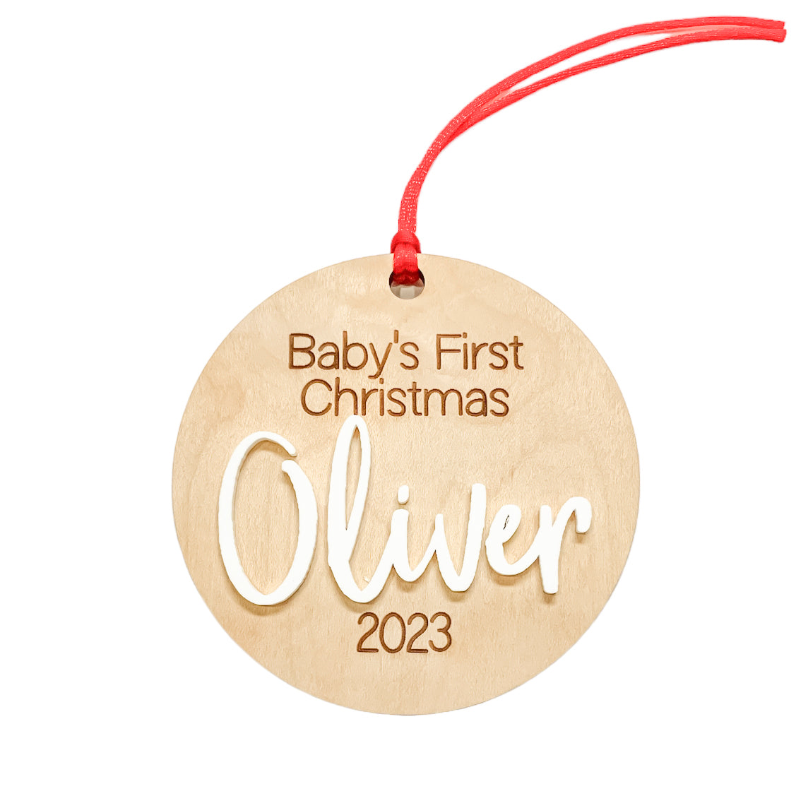 Wooden Personalized Baby's First Christmas Ornament 2023