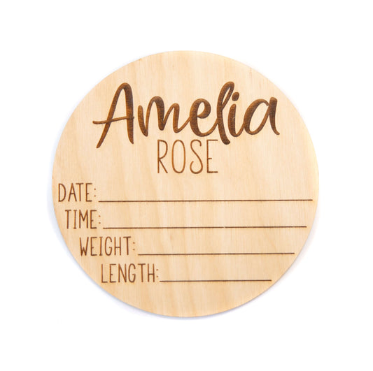 Amelia Rose double sided - Double Sided Personalized Baby Birth Announcement Sign for Hospital