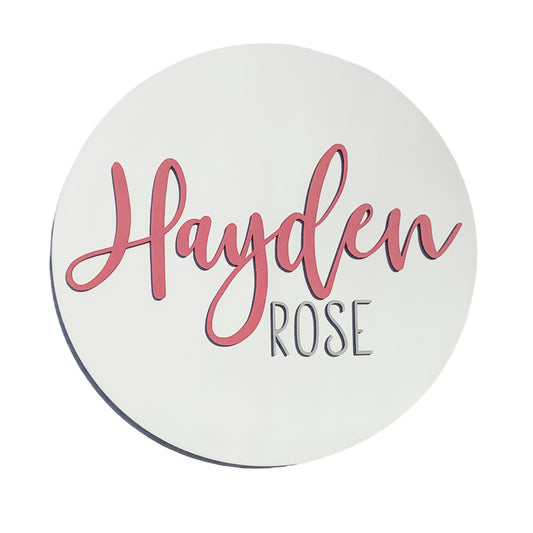 Hayden Rose Nursery Round Name Sign
