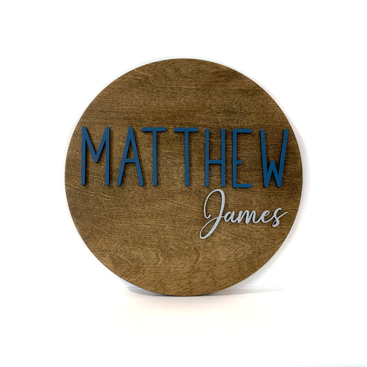 Matthew James Nursery Round Name Sign