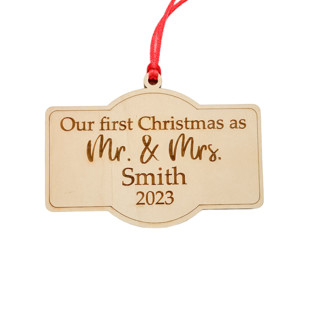 Personalized Our First Christmas as Mr and Mrs Ornament 2023