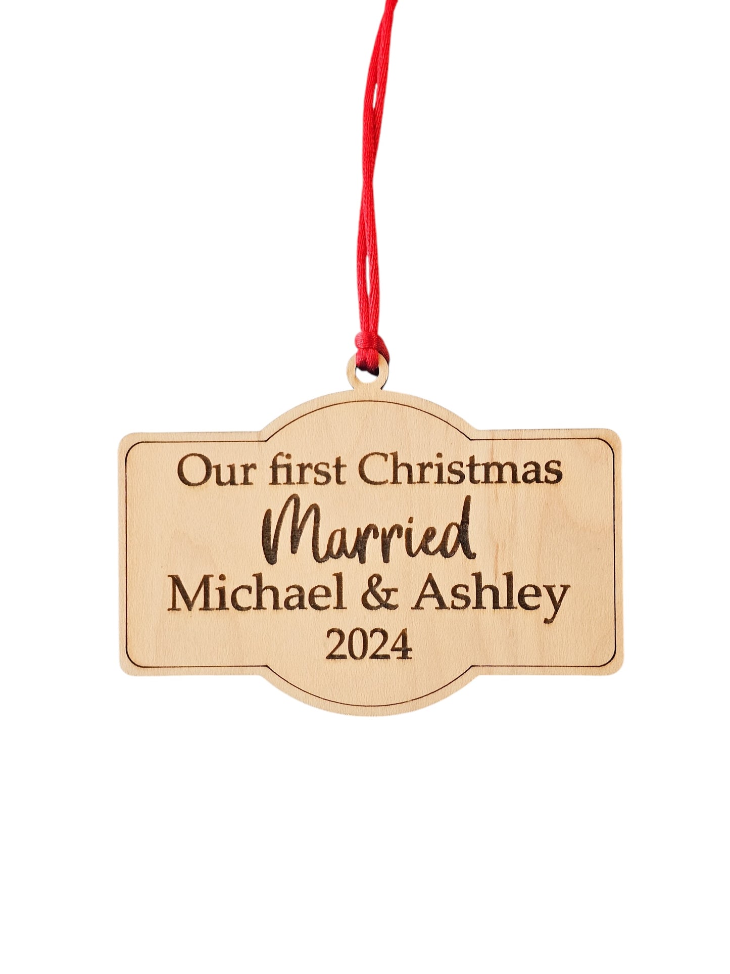 Our First Christmas Married Ornament 2024, With Couples First Name