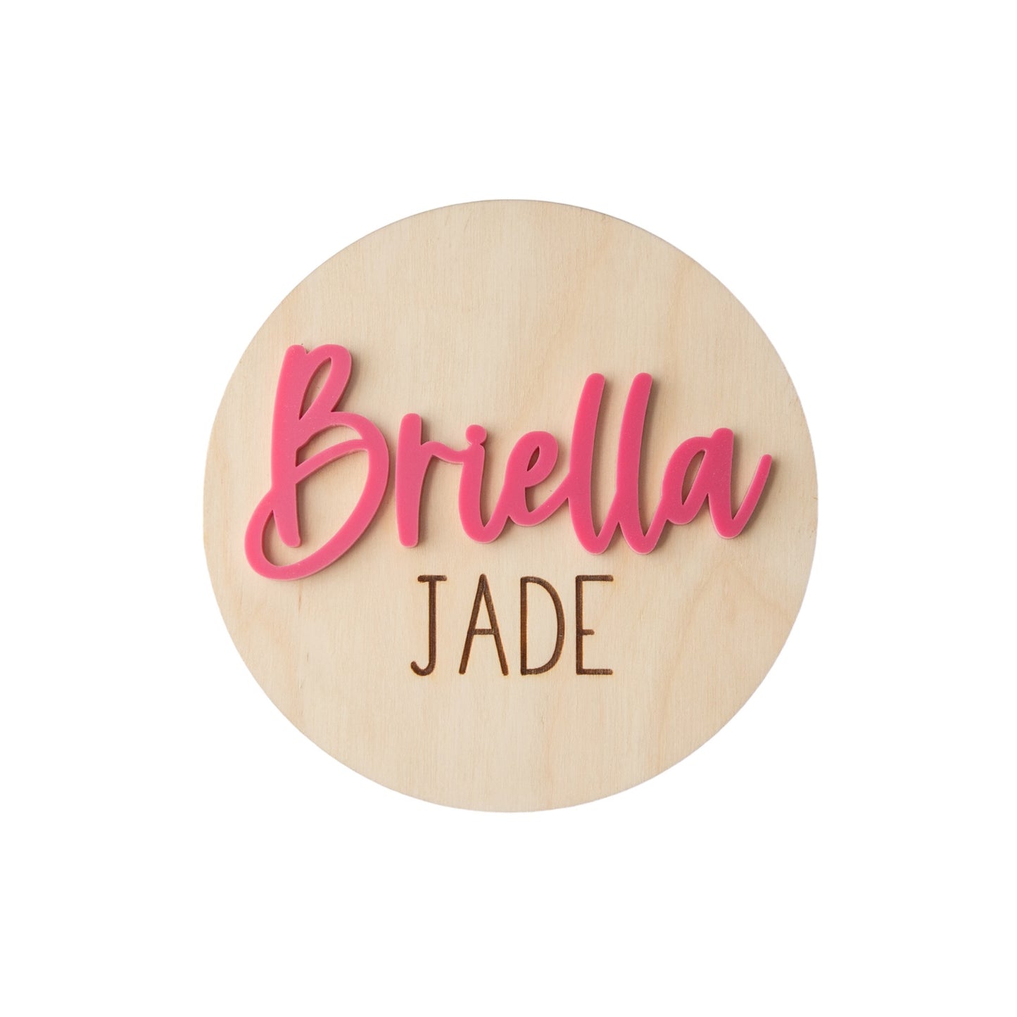 Briella Jade Personalized Wooden Baby Announcement, Engraved Birth Stat Keepsake
