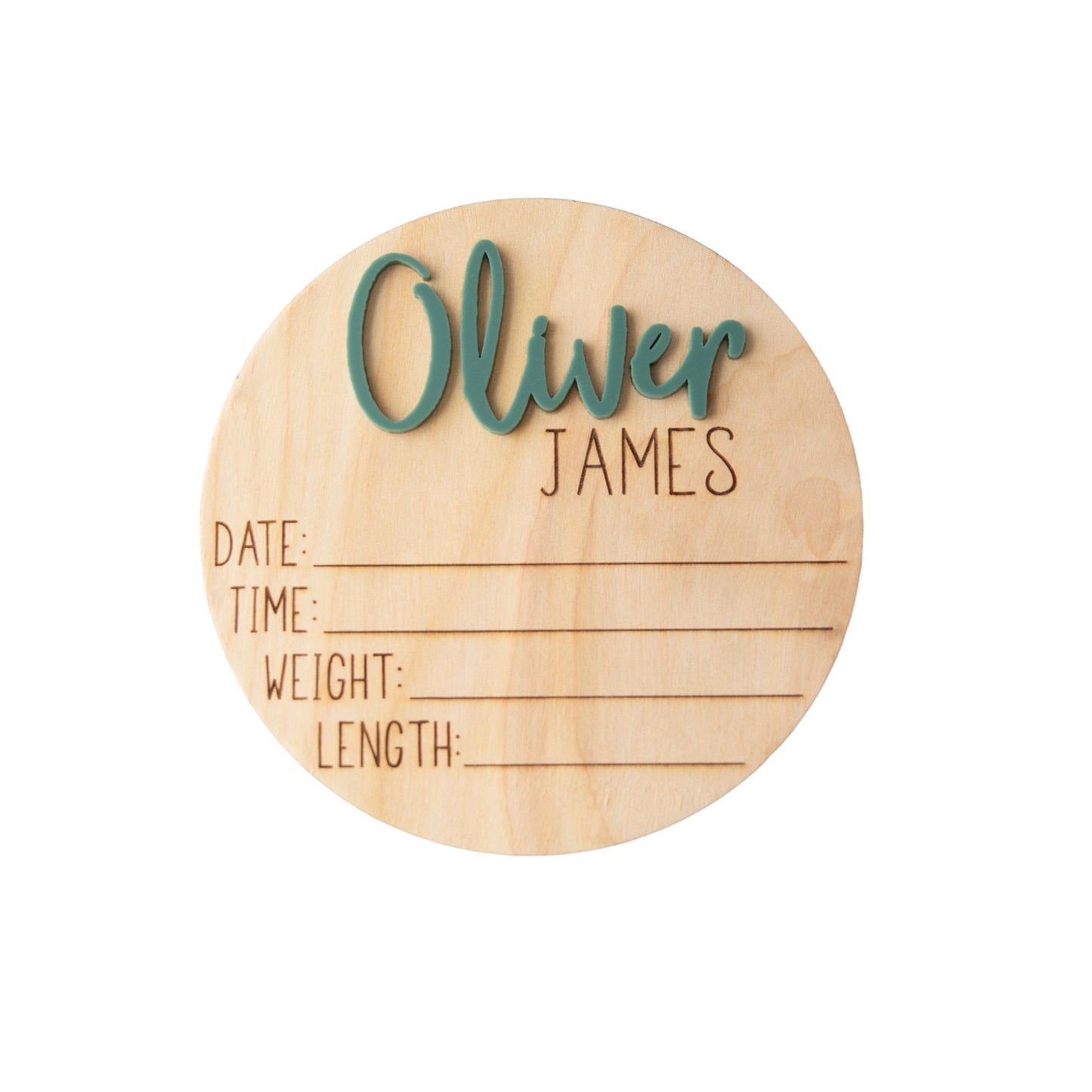 Oliver James Personalized Wooden Baby Announcement
