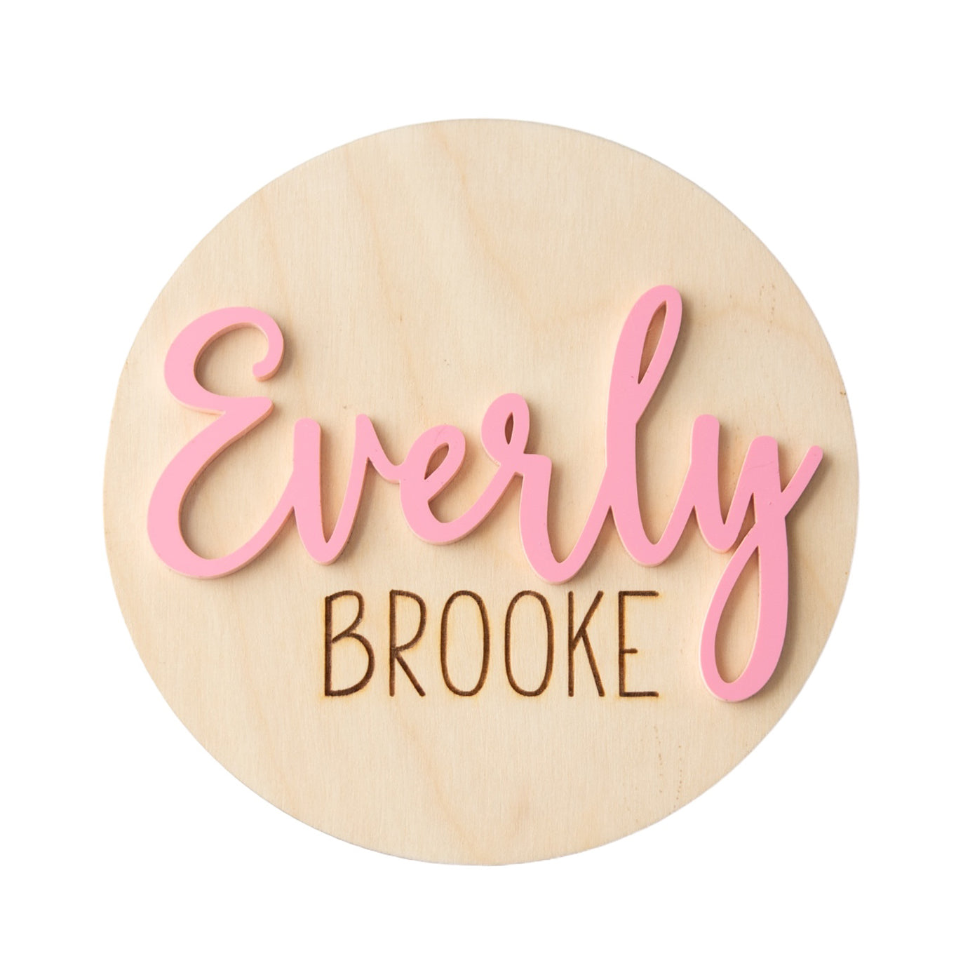 Everly Brooke Personalized Wooden Baby Announcement, Engraved Birth Stat Keepsake