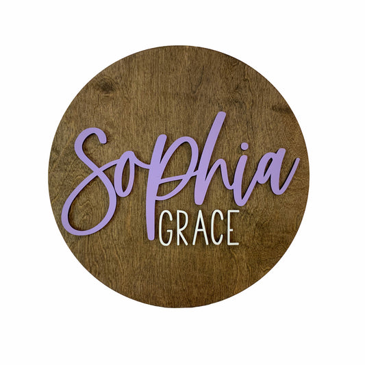 Sophia Grace Nursery Round Name Sign