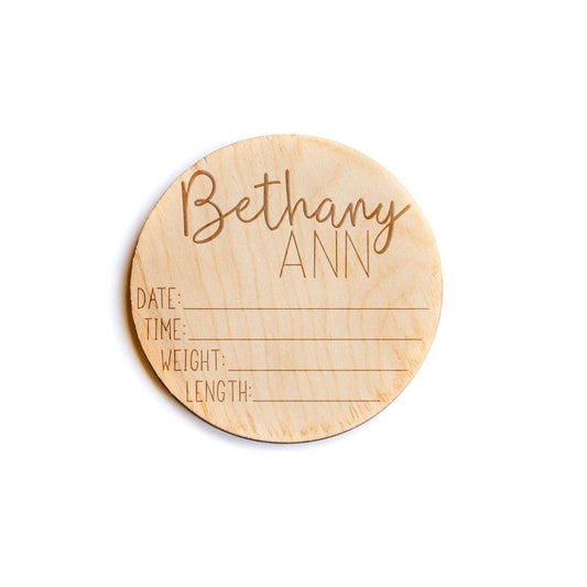 Bethany Ann side-sided Personalized Baby Birth Announcement Sign for Hospital
