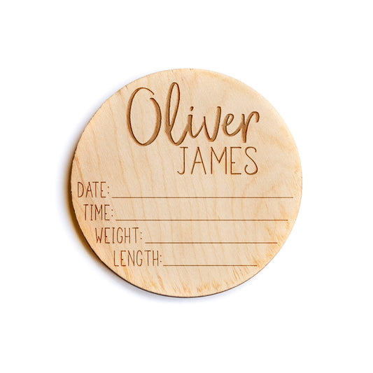 Oliver James Side-Sided Personalized Baby Birth Announcement Sign for Hospital