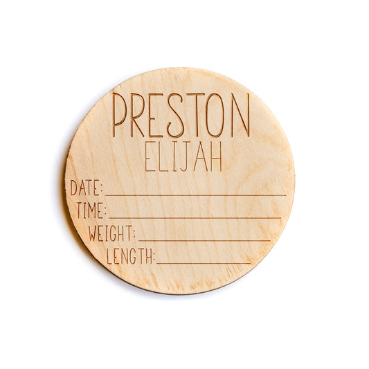 Preston Elijah Personalized Baby Birth Announcement Sign for Hospital