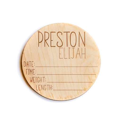 Preston Elijah Side-Sided Personalized Baby Birth Announcement Sign for Hospital