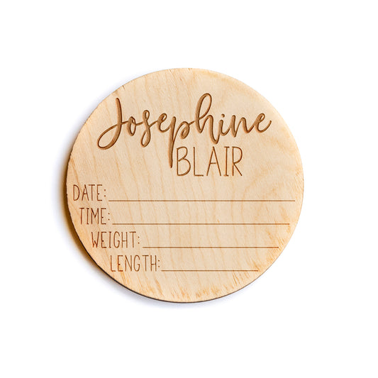 Josephine Blair Side-Sided Personalized Baby Birth Announcement Sign for Hospital