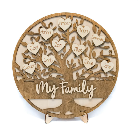 Personalized Engraved Family Tree Home Decor