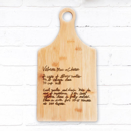 Handwritten Engraved Recipe on Cutting Board with Handle
