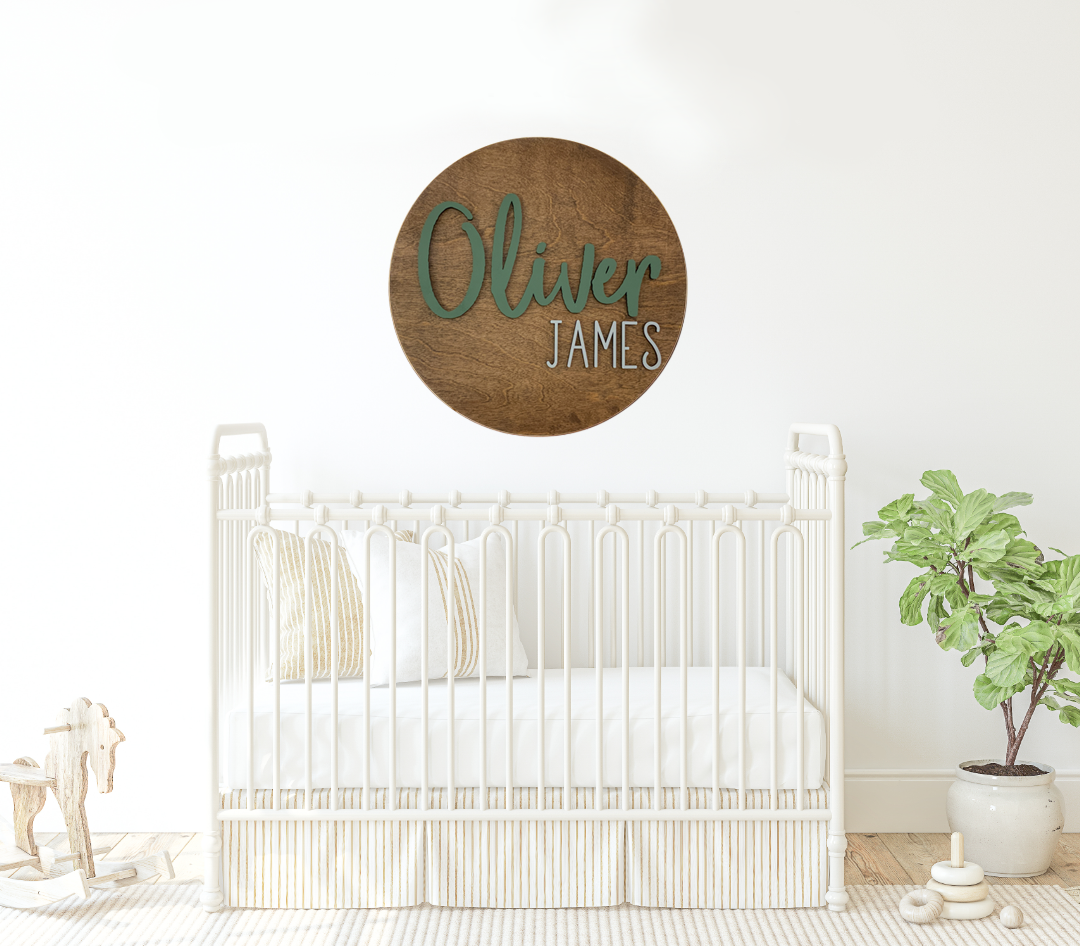 Oliver James Nursery Round Name Sign