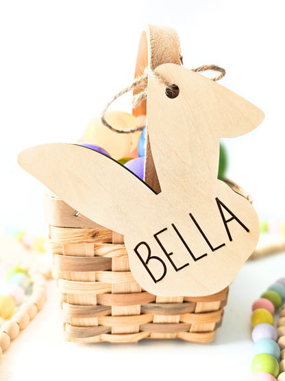 Personalized Easter Basket Name Tags, Birch Wood Bunny Shapes