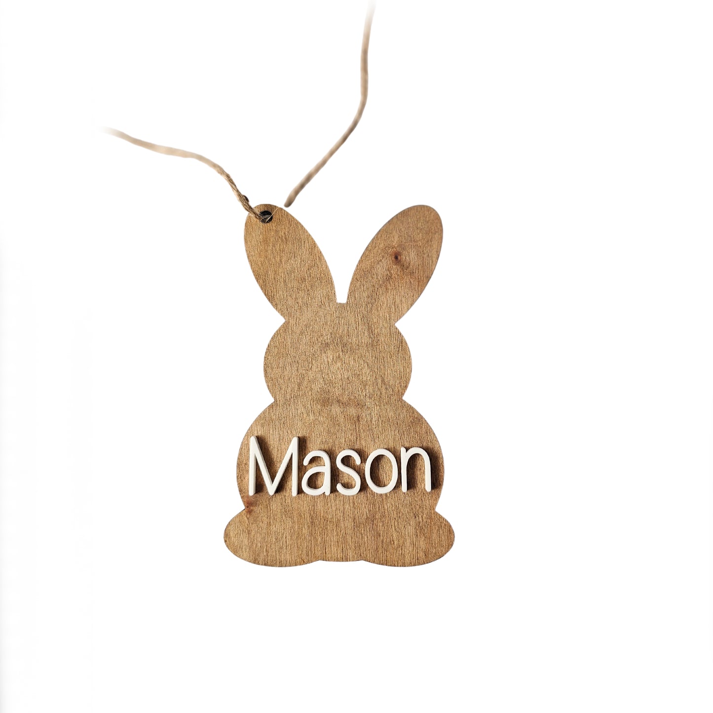 Personalized Easter Basket Name Tags, Birch Wood Bunny Shapes