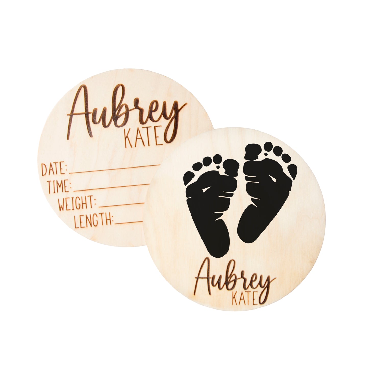 Personalized Baby Birth Announcement for Footprints, Wooden Engraved Keepsake, Ideal for Baby Shower and Christmas Gifts