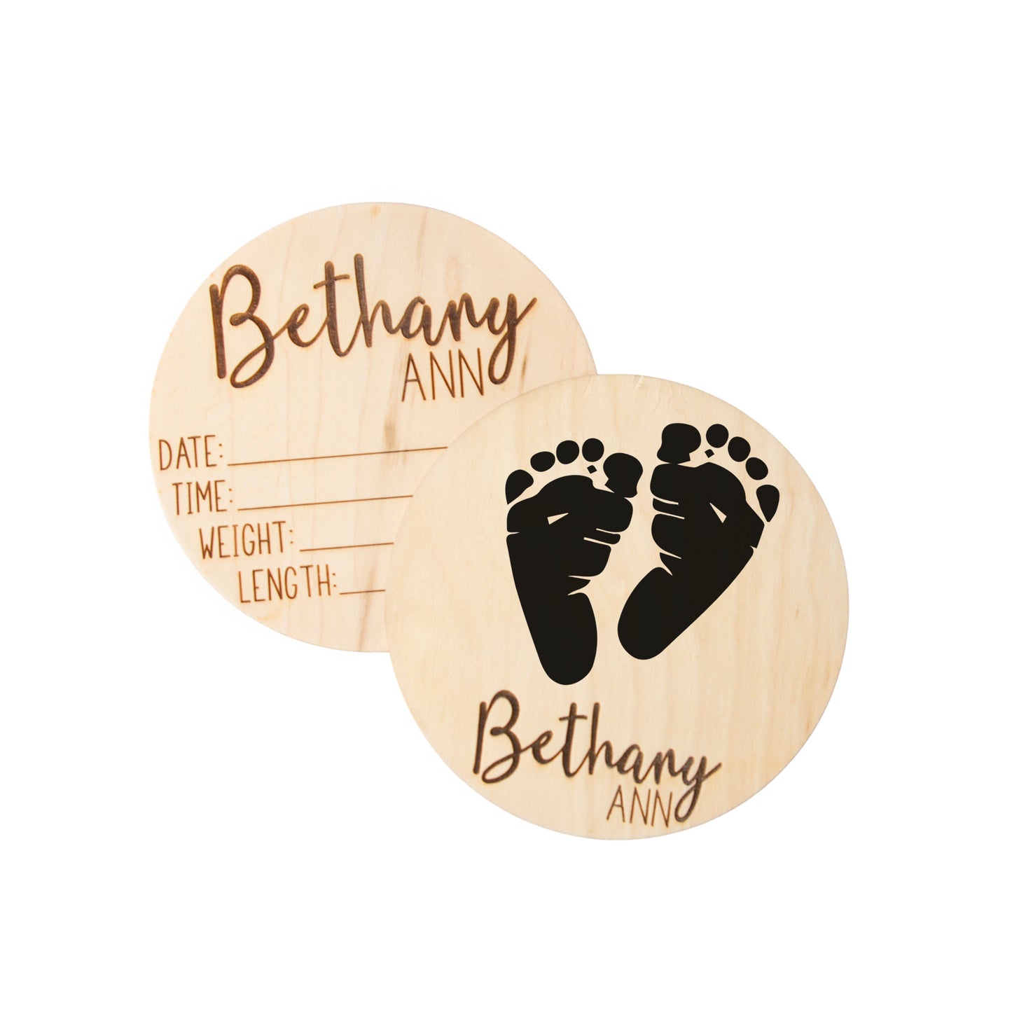 Personalized Baby Birth Announcement for Footprints, Wooden Engraved Keepsake, Ideal for Baby Shower and Christmas Gifts