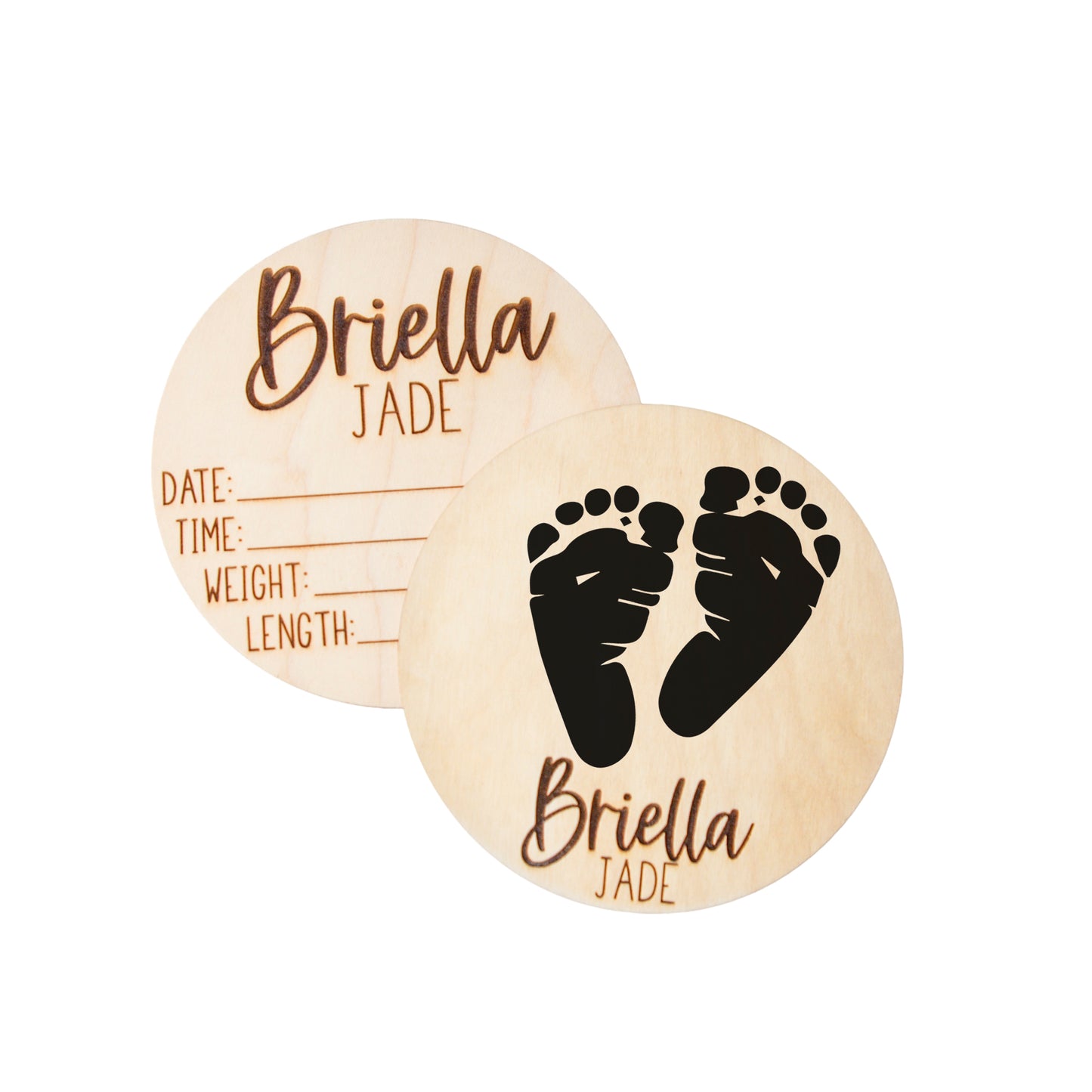 Personalized Baby Birth Announcement for Footprints, Wooden Engraved Keepsake, Ideal for Baby Shower and Christmas Gifts