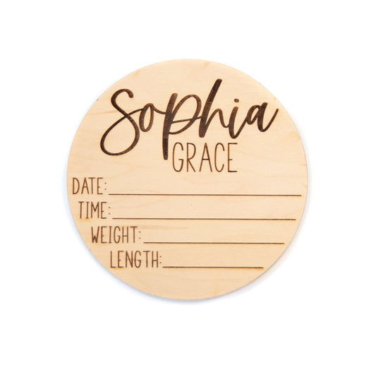 Sophia Grace Double Sided Birth Announcement