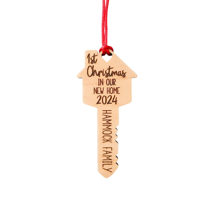 1st Christmas in our new home 2024 Ornament, Wooden Ornament, With Family Last Name
