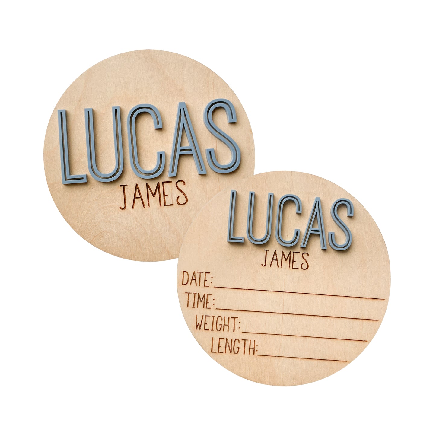 Lucas James Personalized Wooden Baby Birth Announcement