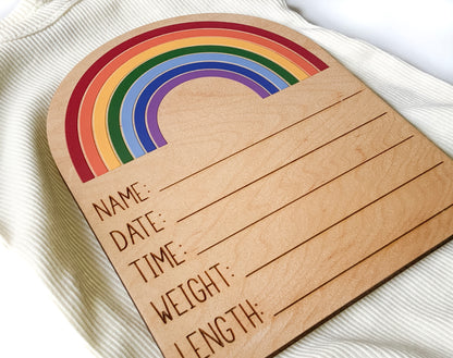 Rainbow Baby Birth Announcement Sign