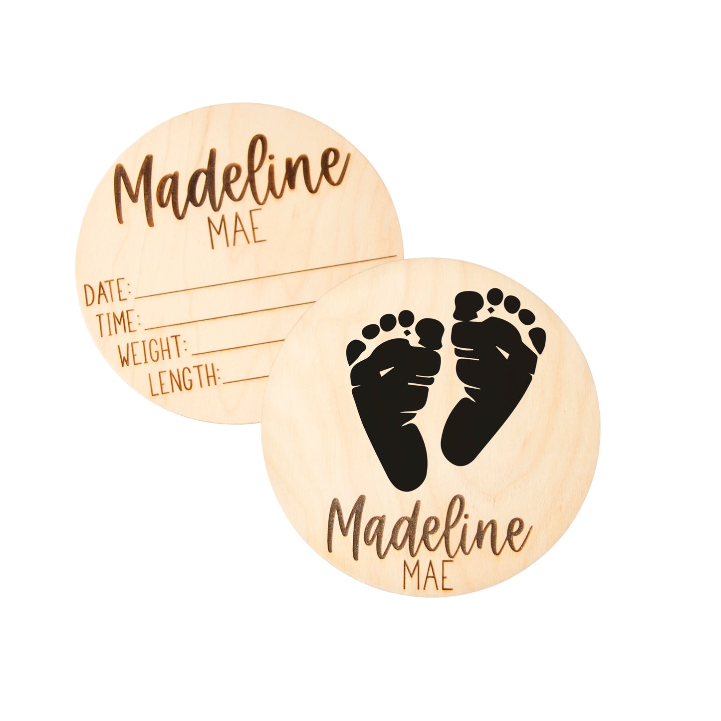 Personalized Baby Birth Announcement for Footprints, Wooden Engraved Keepsake, Ideal for Baby Shower and Christmas Gifts