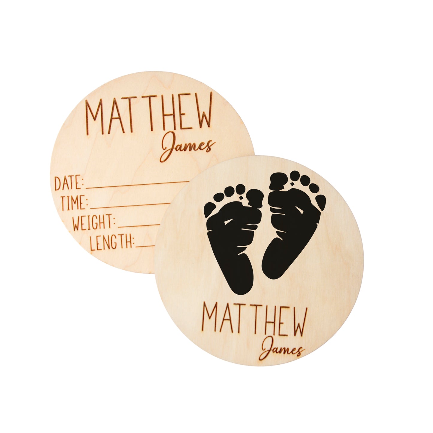 Personalized Baby Birth Announcement for Footprints, Wooden Engraved Keepsake, Ideal for Baby Shower and Christmas Gifts