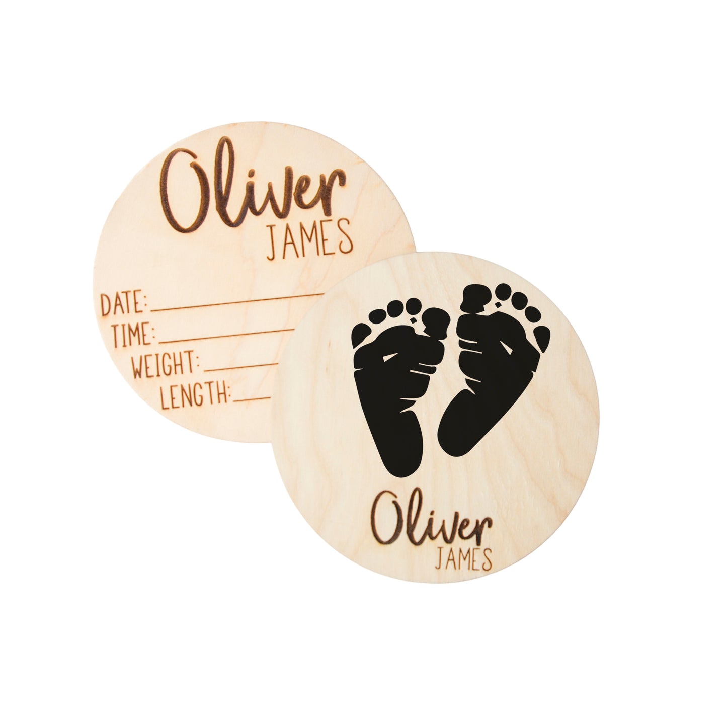 Personalized Baby Birth Announcement for Footprints, Wooden Engraved Keepsake, Ideal for Baby Shower and Christmas Gifts