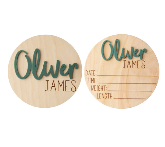 Personalized Wooden Baby Announcement, Engraved Birth Stat Keepsake, Unique Baby Shower Gift