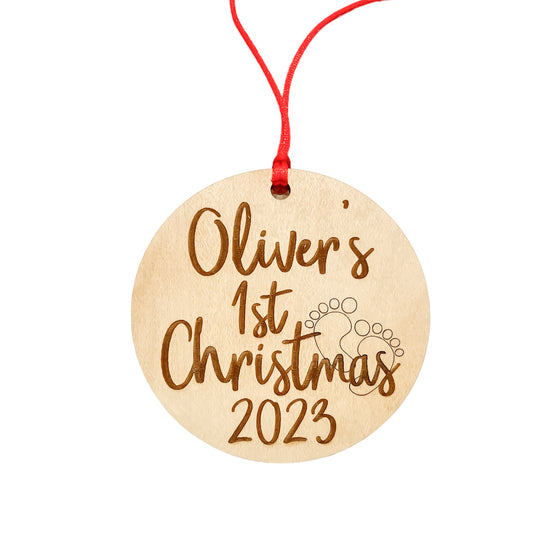 Wooden Personalized Baby's First Christmas Ornament 2023