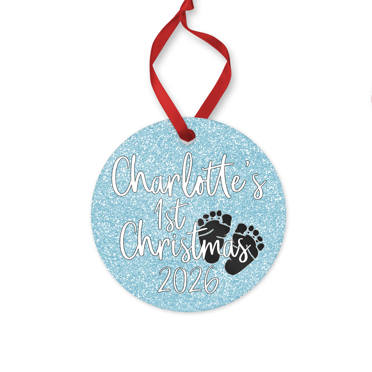 Personalized Baby's 1st Christmas 2026 ornament for baby girl