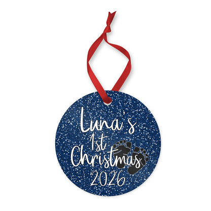 Personalized Baby's 1st Christmas 2026 ornament for baby girl
