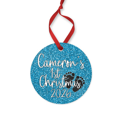 Personalized Baby's 1st Christmas ornament 2026 for baby boy