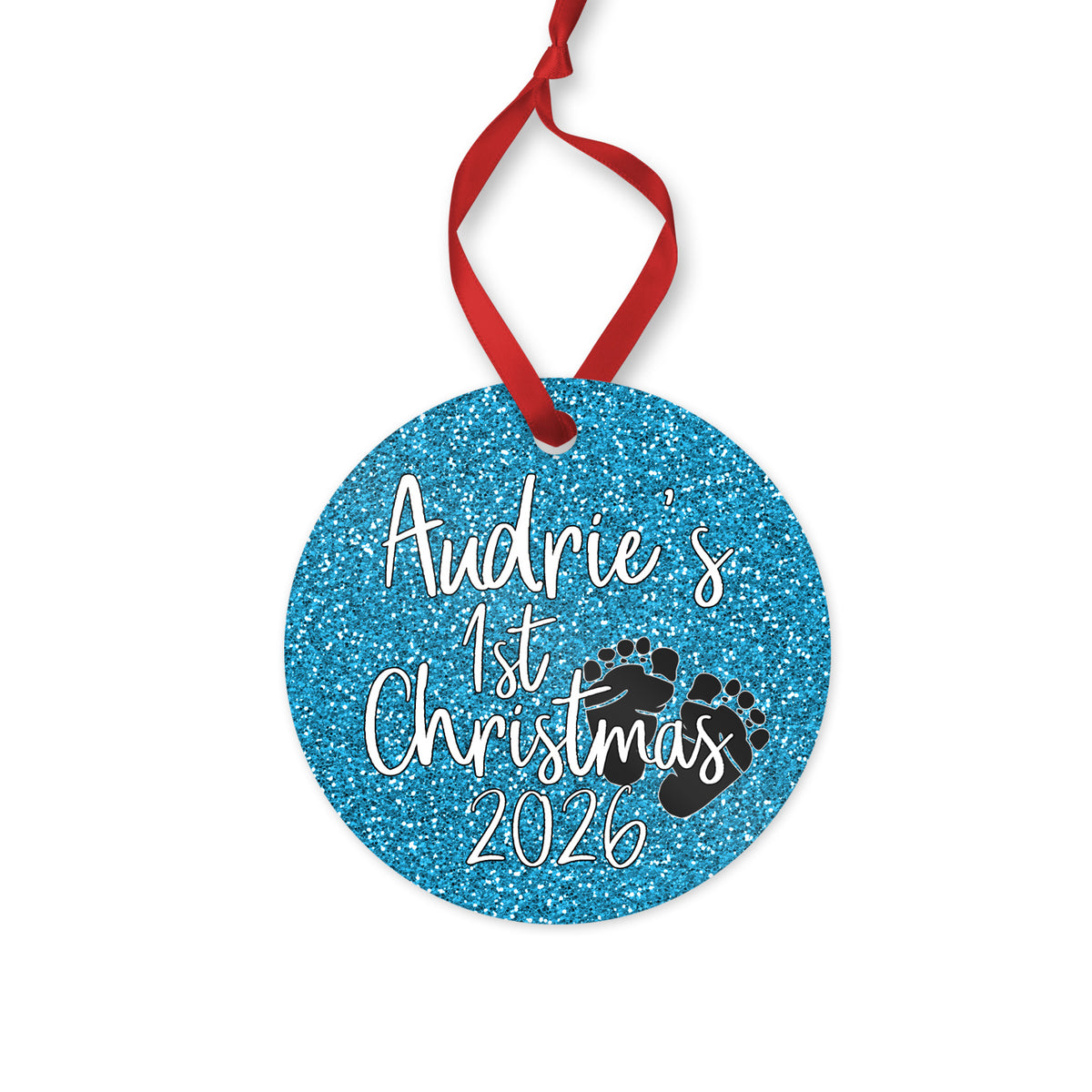 Personalized Baby's 1st Christmas 2026 ornament for baby girl