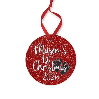 Personalized Baby's 1st Christmas ornament 2026 for baby boy