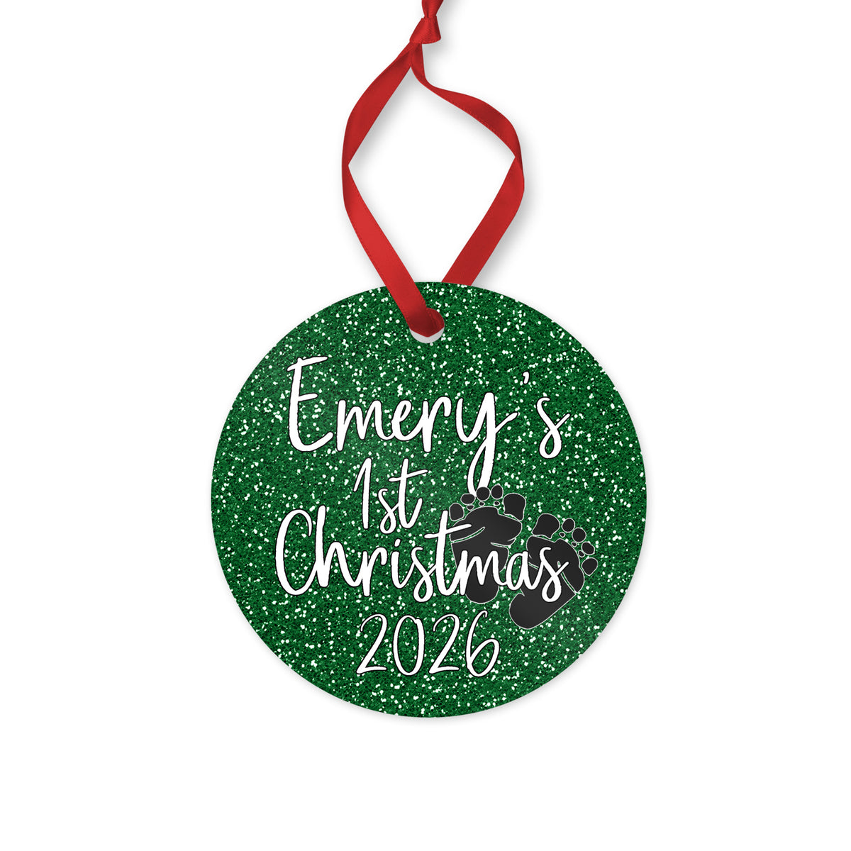 Personalized Baby's 1st Christmas 2026 ornament for baby girl