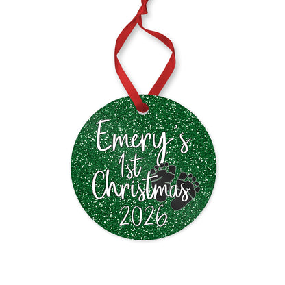 Personalized Baby's 1st Christmas 2026 ornament for baby girl