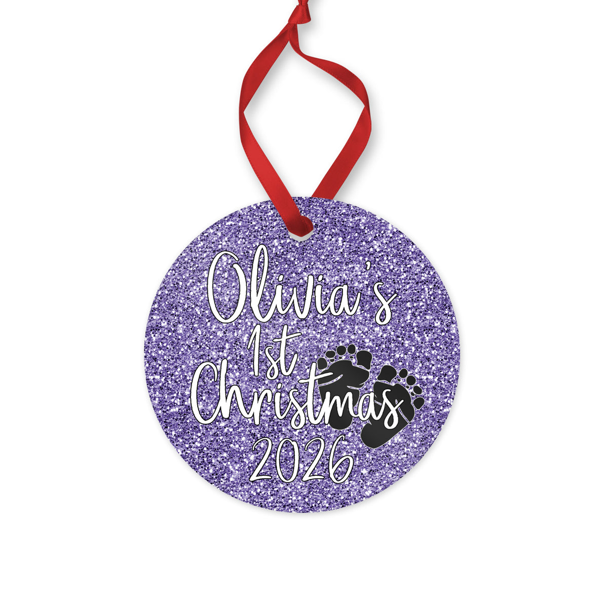 Personalized Baby's 1st Christmas 2026 ornament for baby girl