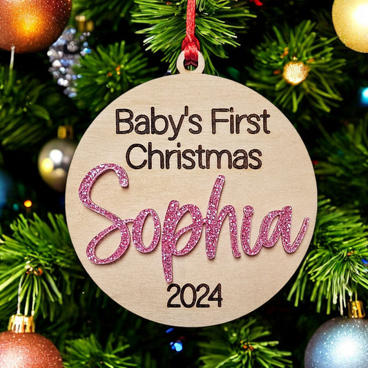 Personalized Baby's 1st Christmas Ornament 2024, Sophia