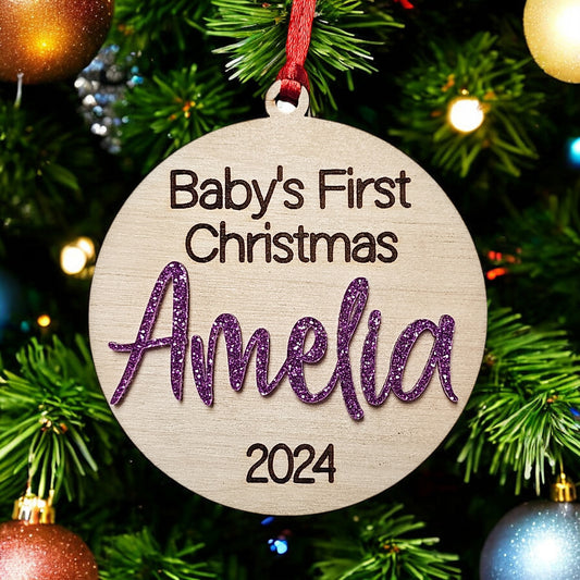 Personalized Baby's 1st Christmas Ornament 2024, Amelia
