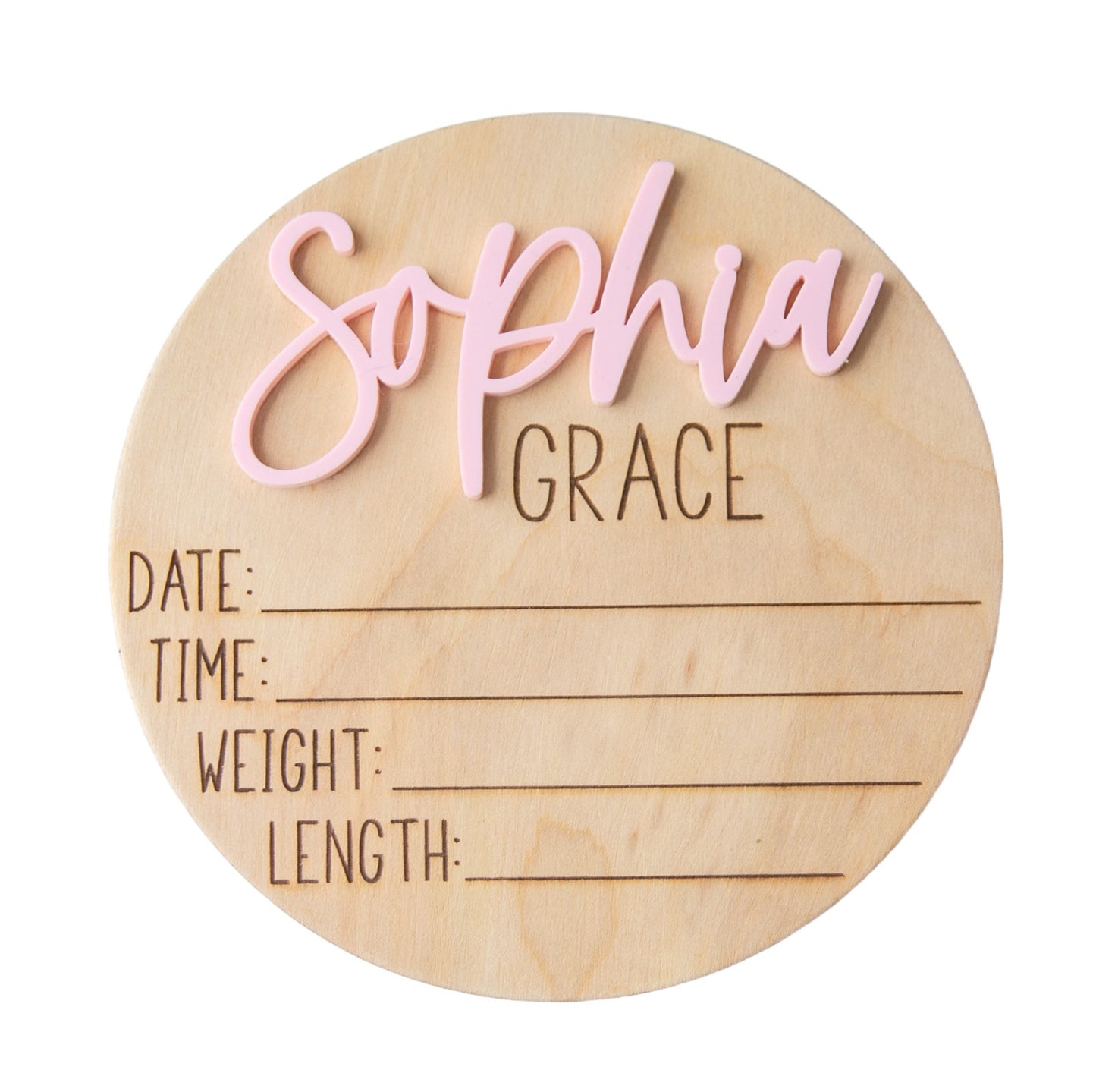 Personalized Wooden Baby Announcement, Engraved Birth Stat Keepsake, Unique Baby Shower Gift