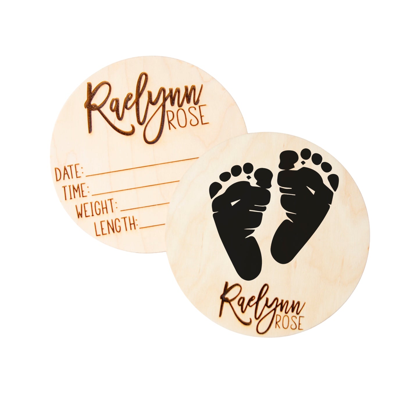 Personalized Baby Birth Announcement for Footprints, Wooden Engraved Keepsake, Ideal for Baby Shower and Christmas Gifts