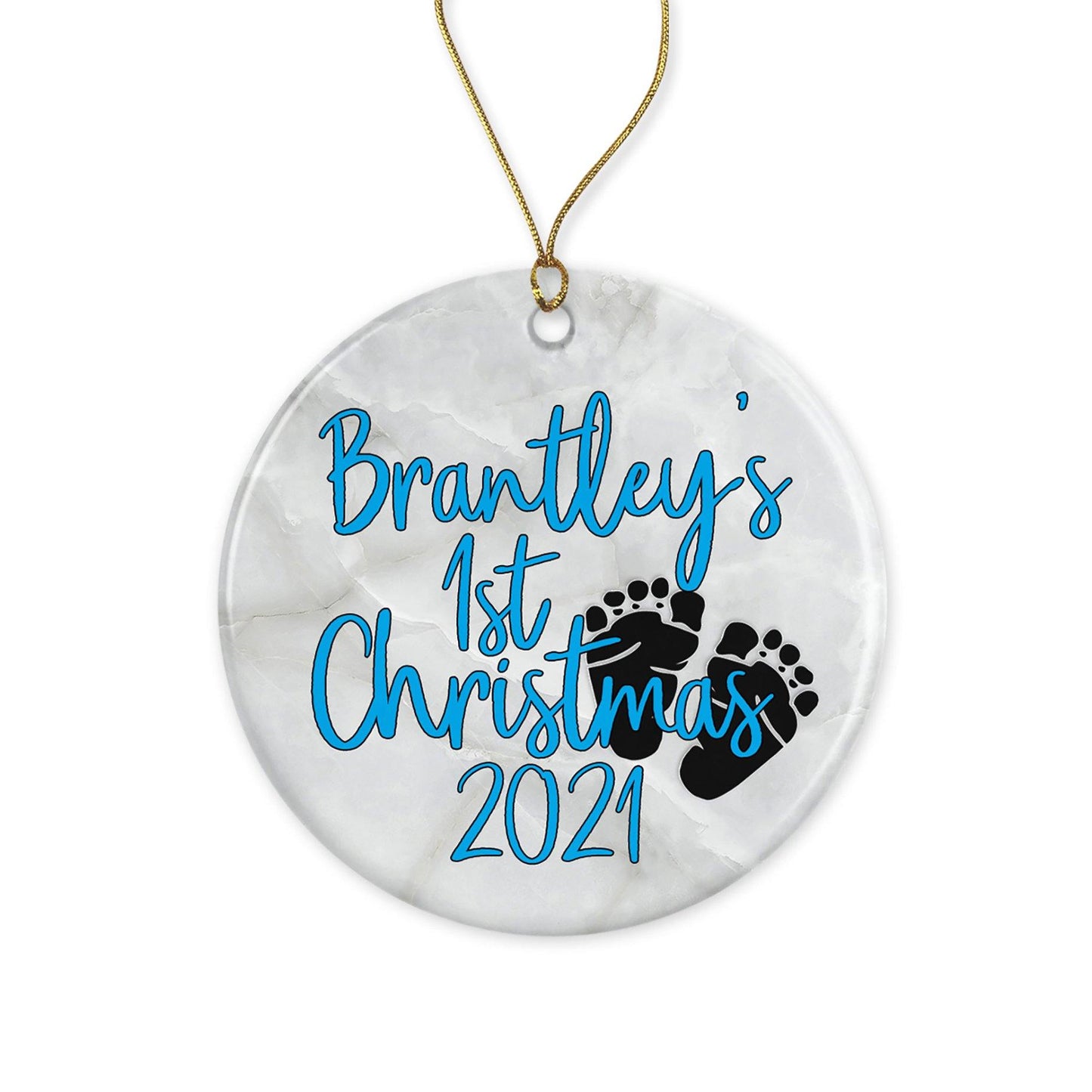 Personalized Baby's 1st Christmas ornament for baby boy 2021 | ceramic ornament First Christmas ornament